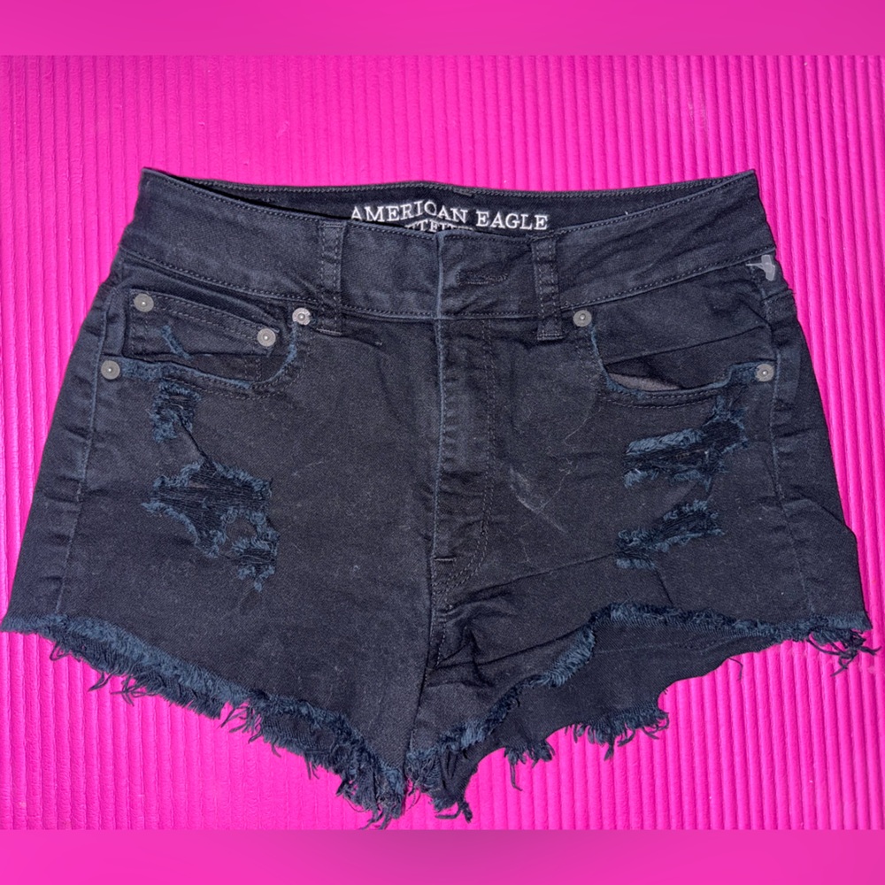 American Eagle Black Distressed Shorts
